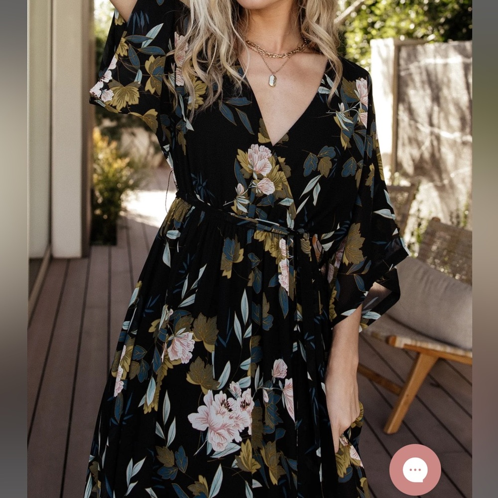 Baltic Born Black Floral Maxi Dress